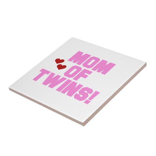 Mama von Twins Pink Text Geschenke Fliese (Seite)
