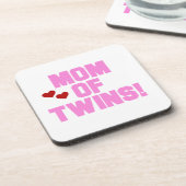 Mama von Twins Pink Text Geschenke Getränkeuntersetzer (Linke Seite)