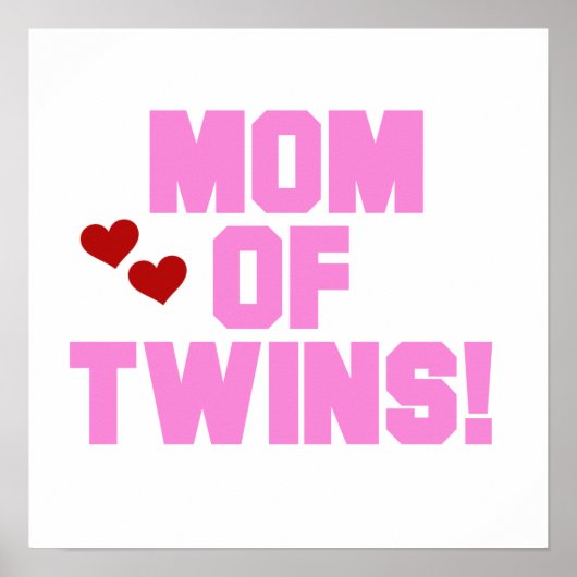 Mama von Twins Pink Text Geschenke Poster (Vorne)