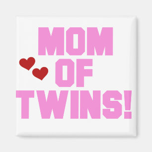 Mama von Twins-Pink-Texthemden und Geschenken Magnet