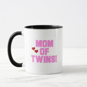 Mama von Twins-Pink-Texthemden und Geschenken Tasse