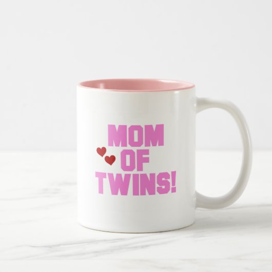 Mama von Twins-Pink-Texthemden und Geschenken Zweifarbige Tasse (Rechts)