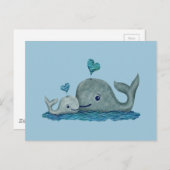 Mama von Walen und Kinderschwimmen im Meer Postkarte (Vorne/Hinten)