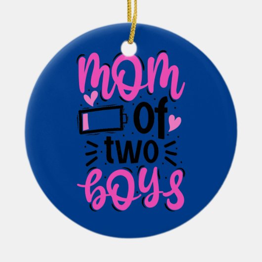 Mama von zwei Jungen Mutter von zwei Mamas von 2 Keramik Ornament (Vorne)