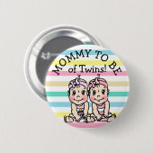 Mama von Zwillingen, Babyduschtaste Button (Vorne & Hinten)