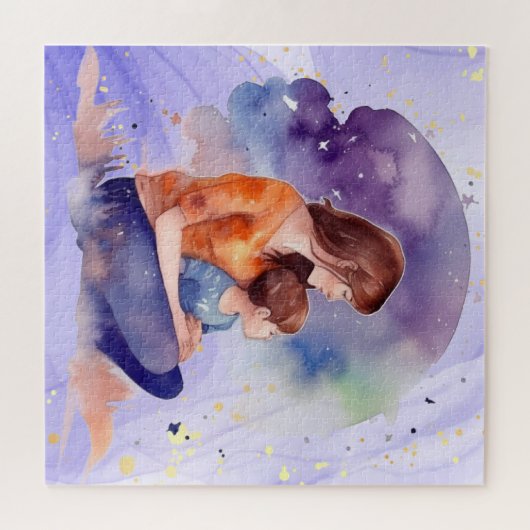 Mama Wasserfarben & Liebe der Mutter Kunst Puzzle (Horizontal)