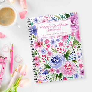 Mama Wasserfarbrosa und Lila Blumenmuster Notizblock