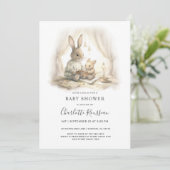Mama Watercolor Baby Bunny Rabbit Babydusche Einladung (Stehend Vorderseite)