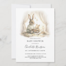 Mama Watercolor Baby Bunny Rabbit Babydusche Einladung