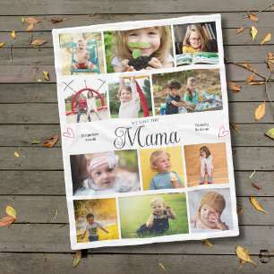 Mama We Liebe Sie Personalisiert Herzen Fleecedecke
