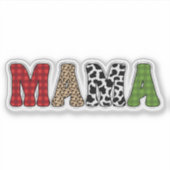Mama Weihnachten Karomuster Design Aufkleber (Vorderseite)