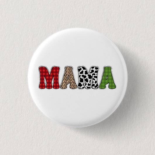 Mama Weihnachten Karomuster-Design Button (Vorderseite)