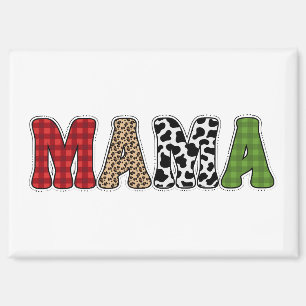 Mama Weihnachten Karomuster-Design Magnet
