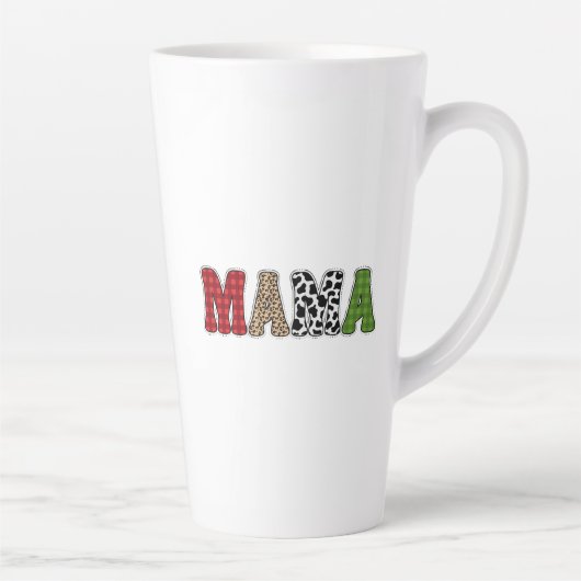 Mama Weihnachten Karomuster Design Milchtasse (Rechts)