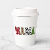 Mama Weihnachten Karomuster Design Pappbecher (Rückseite)