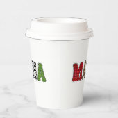 Mama Weihnachten Karomuster Design Pappbecher (Rechts)