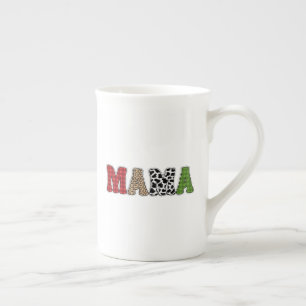 Mama Weihnachten Karomuster Design Porzellantasse