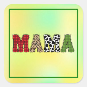 Mama Weihnachten Karomuster Design Quadratischer Aufkleber