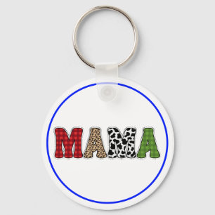 Mama Weihnachten Karomuster Design Schlüsselanhänger