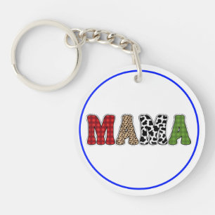 Mama Weihnachten Karomuster Design Schlüsselanhänger