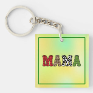 Mama Weihnachten Karomuster Design Schlüsselanhänger