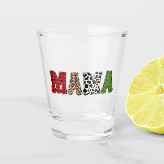Mama Weihnachten Karomuster Design Schnapsglas (Vorderseite)