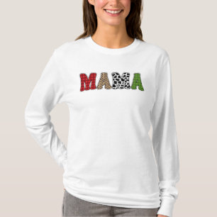 Mama Weihnachten Karomuster-Design T-Shirt
