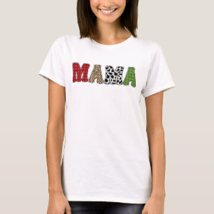 Mama Weihnachten Karomuster Design T-Shirt