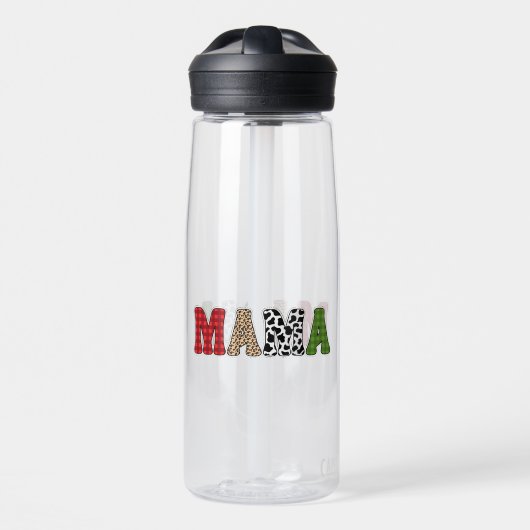 Mama Weihnachten Karomuster Design Trinkflasche (Vorne)