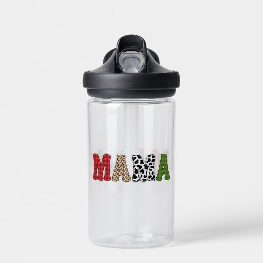 Mama Weihnachten Karomuster Design Trinkflasche (Vorne)