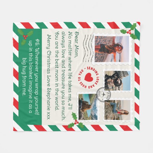 Mama Weihnachtsbrief Foto Collage Hug Fleecedecke (Vorderseite (Horizontal))