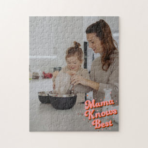 Mama weiß am besten Rosa Braune Beschriftung Foto Puzzle
