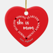 Mama Wertungsquote Rotes Herz personalisieren Keramik Ornament (Hinten)