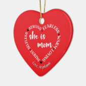 Mama Wertungsquote Rotes Herz personalisieren Keramik Ornament (Links)
