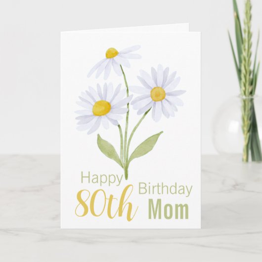 Mama White Daisies Flora Card 80. Geburtstag Karte (Vorderseite)