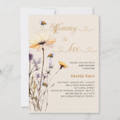 Mama-Wildblume-Gelb-Beige-Babydusche Einladung (Vorderseite)