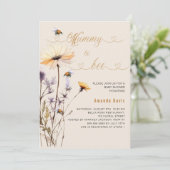 Mama-Wildblume-Gelb-Beige-Babydusche Einladung (Stehend Vorderseite)
