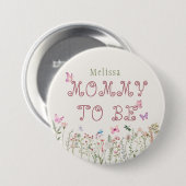 Mama Wildblume Girl Baby Shower Button (Vorne & Hinten)