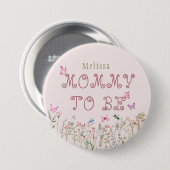 Mama Wildblume Girl Baby Shower Button (Vorne & Hinten)