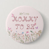 Mama Wildblume Girl Baby Shower Button (Vorderseite)