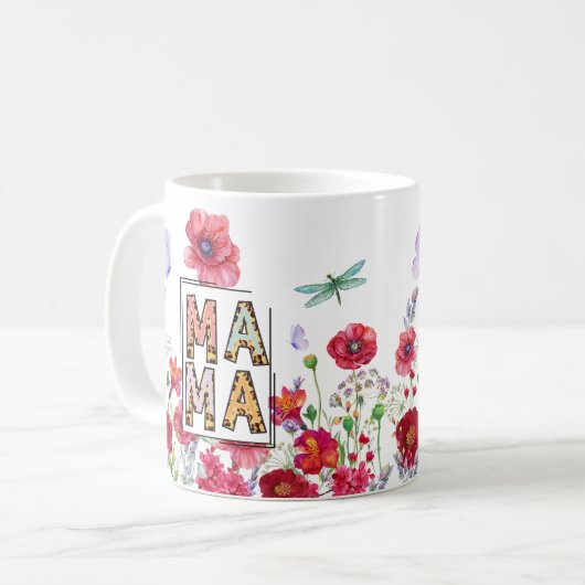 Mama Wildblume Tasse zum Muttertag (Vorderseite Links)