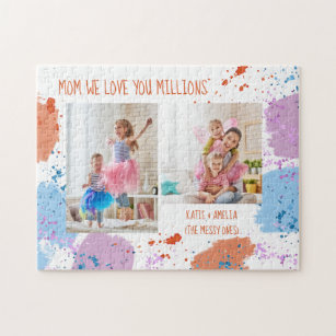 Mama Wir Liebe Sie Aquarell Art Angriff 2 Foto Puzzle