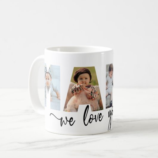 Mama wir Liebe Sie FotoCollage Kaffeetasse (Vorderseite Links)