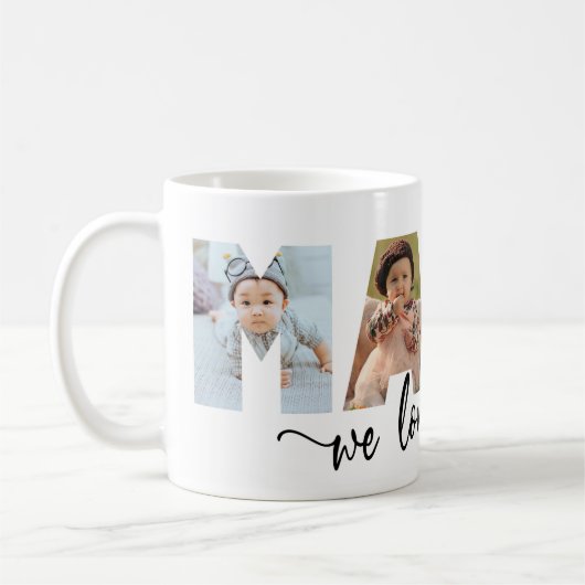 Mama wir Liebe Sie FotoCollage Kaffeetasse (Links)