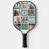 Mama Wir Liebe Sie | Moderner 8-Foto-Farbblock Pickleball Schläger (Vorderseite)