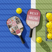 Mama Wir Liebe Sie | Moderner 8-Foto-Farbblock Pickleball Schläger