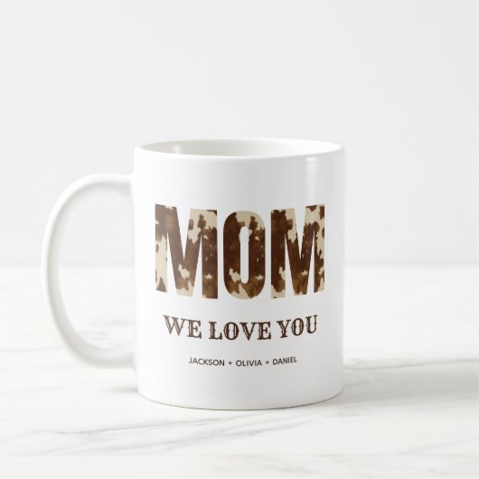 Mama Wir Liebe Sie Western Land Moderne Typografie Kaffeetasse (Links)