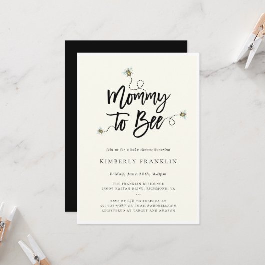 Mama wird Baby-Dusche Einladung (Vorderseite/Rückseite Beispiel)