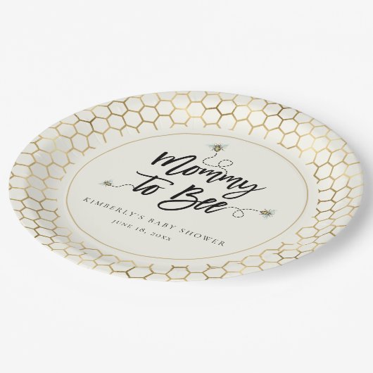 Mama wird Baby-Dusche Pappteller (Schrägansicht)