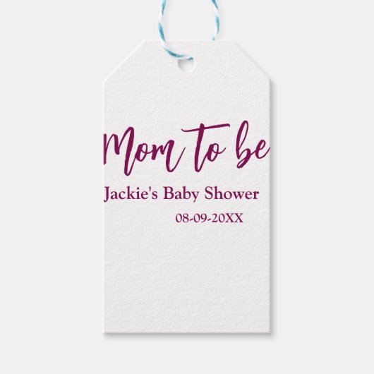 Mama-wird-Baby-Party-Name-Datum-rosa-einfach-minim Geschenkanhänger (Vorderseite)